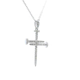 Elegant Diamond Necklaces & Pendants 18K Gold White 0.39 Carats Diamond Nail Cross Pendant