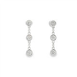 Classic & Contemporary 18K White Gold 0.76 Carats Diamond Dangle Bezel Earrings