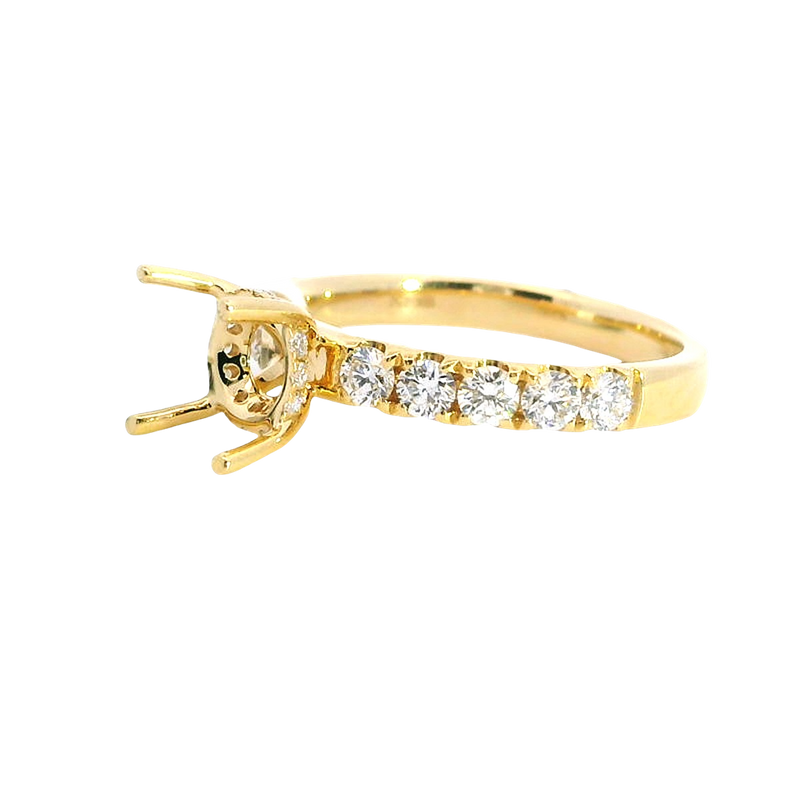 Elegant Diamond Mountings 18K Yellow Gold 1.50 Carats Round Setting -  0.63 Carats Diamond Ring
