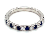 Bold & Elegant 14K White Gold 0.48 Carats Blue Sapphire & 0.24 Carats Diamond Stackable Band