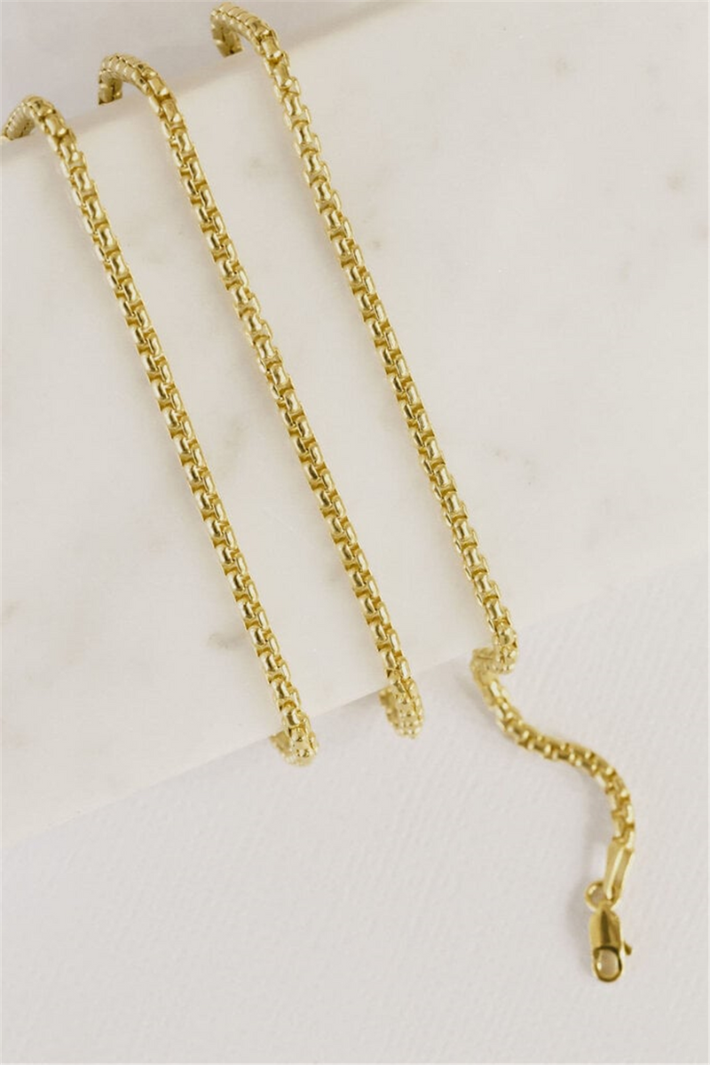 Yellow 14 Karat Gold 2.5mm Round Box Chain