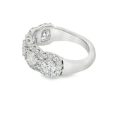 Elegant & Trendy 18K White Gold 5 Stone Blended Halo 2.15 Carats Diamond Band