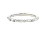 Elegant Diamond Bands 14K Gold White Stackable  1/4 Carats Baguettee & Round Diamond Anniversary Band