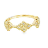 Elegant & Trendy 14K Yellow Gold 0.09 Carats Diamond Vintage Inspired Milgrain Ring