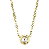Elegant Diamond Necklaces 14K Yellow Gold Bezel Set 0.05 Carats Diamond Necklace - 18 Inch