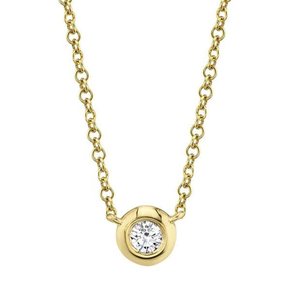 Yellow 14 Karat Gold 0.05 Carats Diamond Bezel Necklace