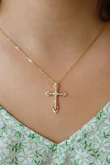 Elegant Diamond Necklaces & Pendants 18K Yellow Gold 0.70 Carats Diamond Medium Cross Pendant