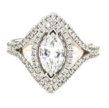 White 14 Karat Gold 0.5 Carats Diamond Halo Semi-Mount Engagement Ring