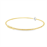 Sophisticated & Timeless Diamond Bracelets 14K Gold Yellow & White Titanium Quatrefoil Flexible Bangle Bracelet - 0.1 CTW, Size 6.75 Inch