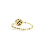 Bold & Elegant 14K Gold Yellow Halo Color Stone Fashion Rings - 0.71 Carats Oval Blue Sapphire & 0.10 Carats Diamond Halo Beaded Fashion Ring