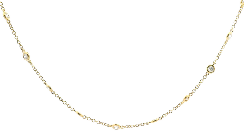 Elegant Diamond Necklaces 18K Gold Yellow 1.54 Carats Diamond Station Necklace - 18 Inch
