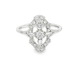 Elegant & Trendy 18K White Gold Baguette & Round Cut 0.44 Carats Diamond Cross Ring