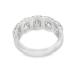 Elegant & Trendy 18K White Gold 5 Stone Blended Halo 2.15 Carats Diamond Band