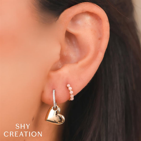 Yellow 14 Karat Gold 0.36 Carats Pink Opal Huggie Earrings