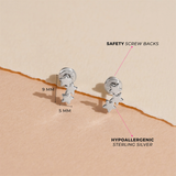 Sterling Silver A Band of Stars Earrings For Children