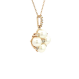 Elegant Pearl Necklaces & Pendants 10K Yellow Gold 5-MM Pearls & 0.10 Carats Diamond Drop Necklce - 18 Inch