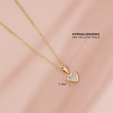 14k Yellow gold Mother of Pearl Heart Pendant Necklace, 14 Inch
