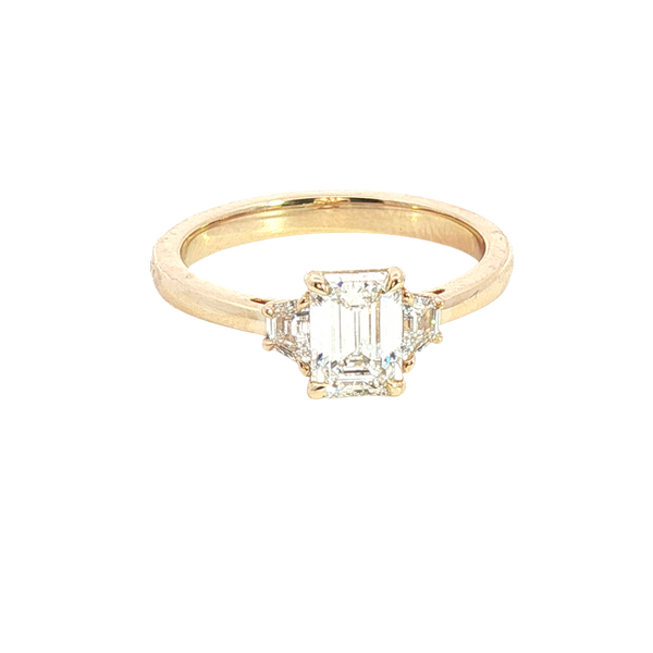 14K Yellow Gold 1.26 Carats Lab Grown Three Stone Diamond Ring