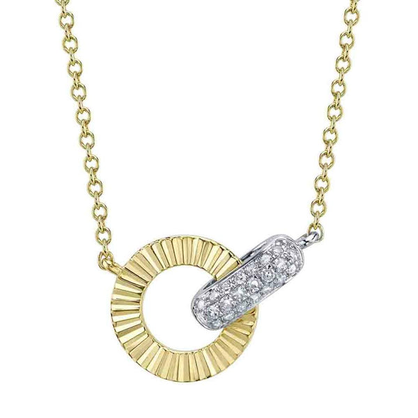 Elegant Diamond Necklaces 14K Two-Toned 0.07 Carats Diamond Pendant Necklace - 18 Inch