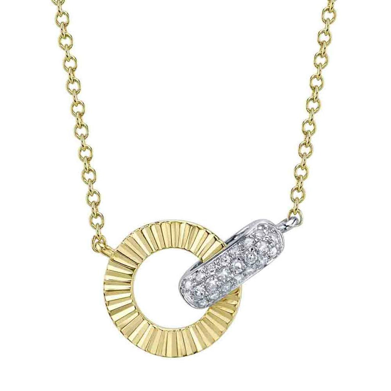Elegant Diamond Necklaces 14K Two-Toned 0.07 Carats Diamond Pendant Necklace - 18 Inch