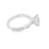 Elegant Diamond Mountings 14K White Gold Round Cut Cubic Zirconium & 0.12 Carats Diamond Engagement Ring