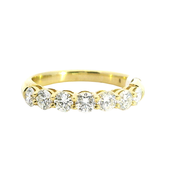 Elegant Diamond Bands 18K Yellow Gold Seven Stone 0.96 Carats Diamond Band
