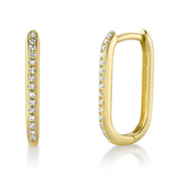 Classic & Contemporary 14K Yellow Gold 0.08 Carats Diamond Oval Hoop Earrings