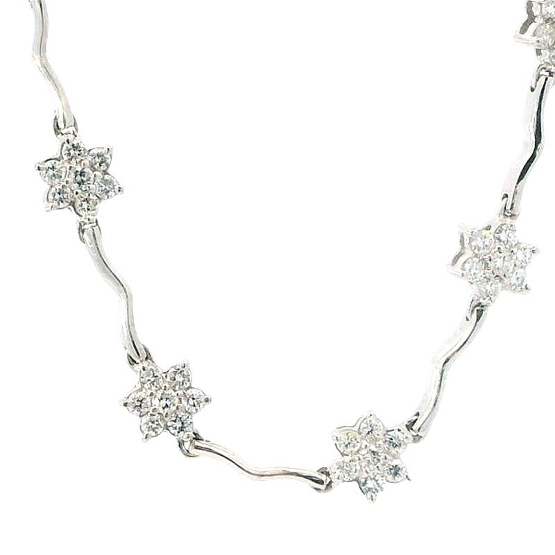 Elegant Diamond Necklaces 18K White Gold 1.19 Carat Diamond Floral Inspired Station Necklace