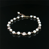 Elegant Pearl Bracelet - 14K Yellow Gold Freshwater Pearl & 0.75 Carats Lab Grown Diamond Bracelet - 6.5 Inch