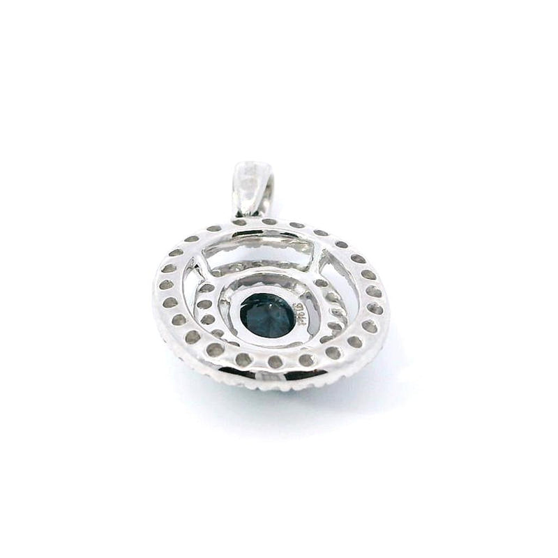 Vibrant 18K White Gold 0.34 Carats Sapphire & 0.45 Carats Diamonds Drop Pendant