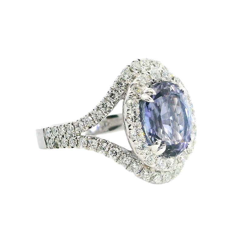 Bold & Elegant 18K Gold White Halo Color Stone Fashion Rings - 2.99 Carats Tanzanite & Diamonds 1.03 Carats