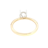 Elegant Diamond Mountings 14K Yellow & Whtie Gold Yellow 0.22 Carats Diamond Semi Mount Ring For Oval 1.0  Carat Gemstone