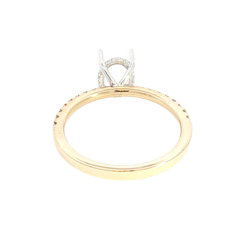 Elegant Diamond Mountings 14K Yellow & Whtie Gold Yellow 0.22 Carats Diamond Semi Mount Ring For Oval 1.0  Carat Gemstone