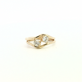Elegant & Trendy - Pair of 14K Yellow Gold 0.65 Carats Diamond Contoured Rings