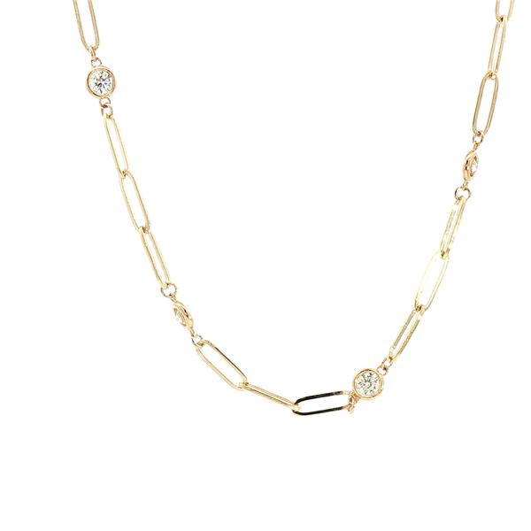 Elegant Diamond Necklaces 14K Yellow Gold 1.80 Carats Diamond Station Necklace - 18 Inch