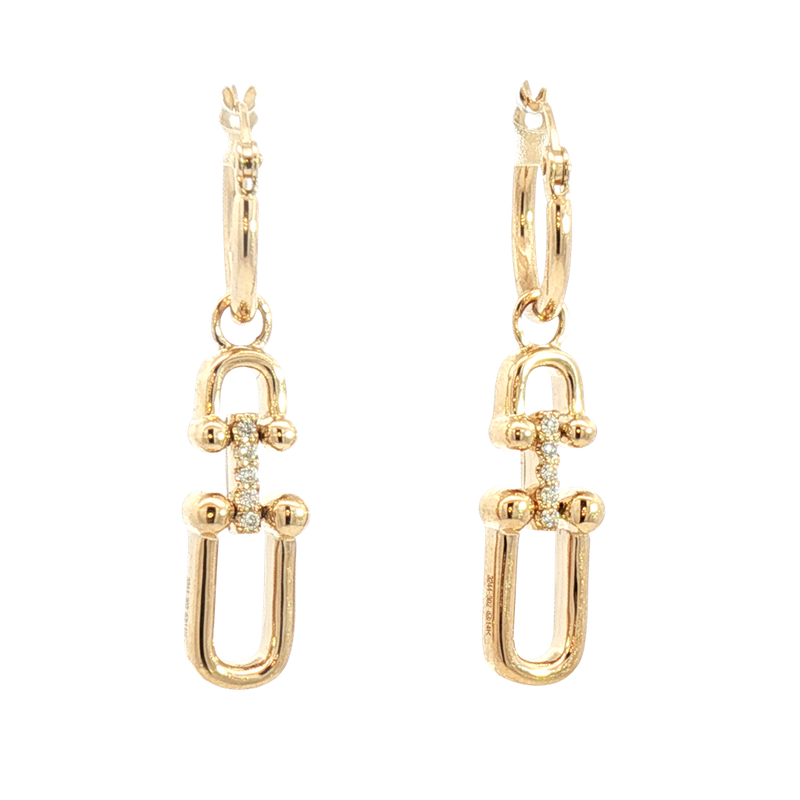 Classic & Contemporary 14K Yellow Gold 0.06 Carats Diamond Dangle Earrings