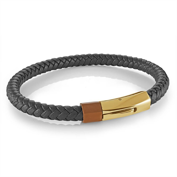 Bold & Stylish Alternative Metal Bracelets Brown Braided Leather Bracelet - 8.25 Inch