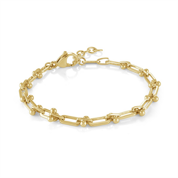 Bold & Stylish Alternative Metal Bracelets Yellow Stainless Steel U Link Bracelet, 7.5 Inch