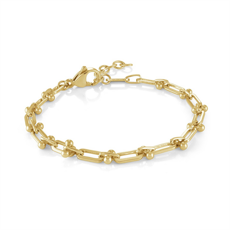 Bold & Stylish Alternative Metal Bracelets Yellow Stainless Steel U Link Bracelet, 7.5 Inch