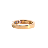 Bold & Elegant 18K Rosé Gold Princess Cut Mulit Color 0.72 Carats Fancy Sapphires & 0.31 Carats Diamond Halo Band