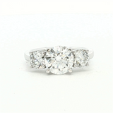 14K White Gold Three Stone 2.96 Carats Lab Grown Diamond Ring