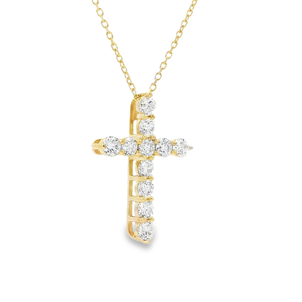 Elegant Diamond Necklaces 14K Gold Yellow Lab Grown 0.57 Carats Diamond 18x13.3mm Cross Pendant Necklace - 18 Inch