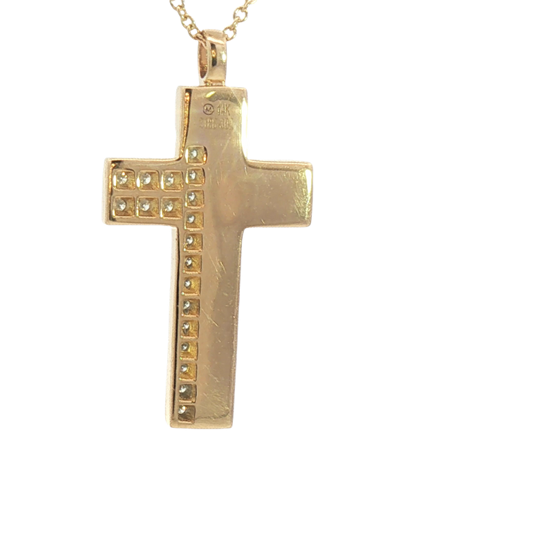 Elegant Diamond Necklaces 14K Yellow & White Gold Two-Toned 0.22 Carats Diamond Cross Necklace - 18 Inch