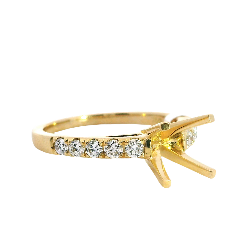 Elegant Diamond Mountings 18K Yellow Gold 2.0 Carats Round Setting -  0.40 Carats Diamond Ring