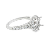 Elegant Diamond Mountings 18K White Gold 0.87 Carats Halo Semi Mount Ring