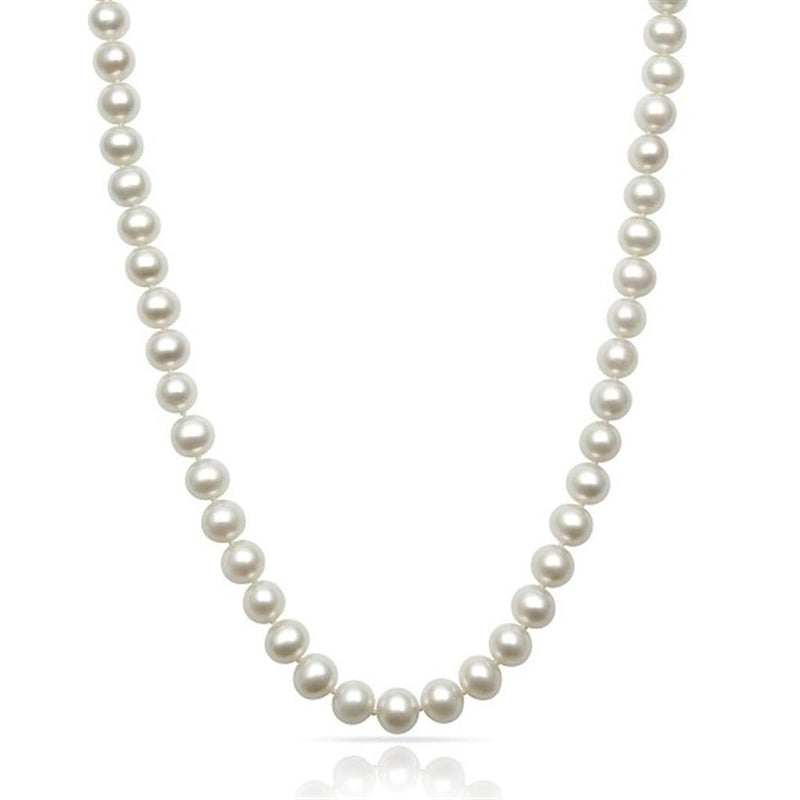 Akoya 6.5 x 7.0 MM Cultured Pearl Necklace - Length 20"
