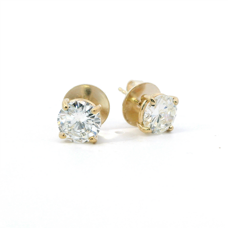 Classic & Contemporary 10K Gold Yellow 2.20 Carats Diamond 4-Prong Stud Earrings