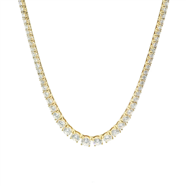 Elegant Diamond Necklaces 18K Gold Yellow 10.53 Carats Diamond Riviera Tennis Necklace - 16.5 Inches