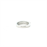 14K White Gold Anniversary Diamond Ring, 1.00ctw Various Shapes, Two Rows of Round Diamonds with Baguette Center