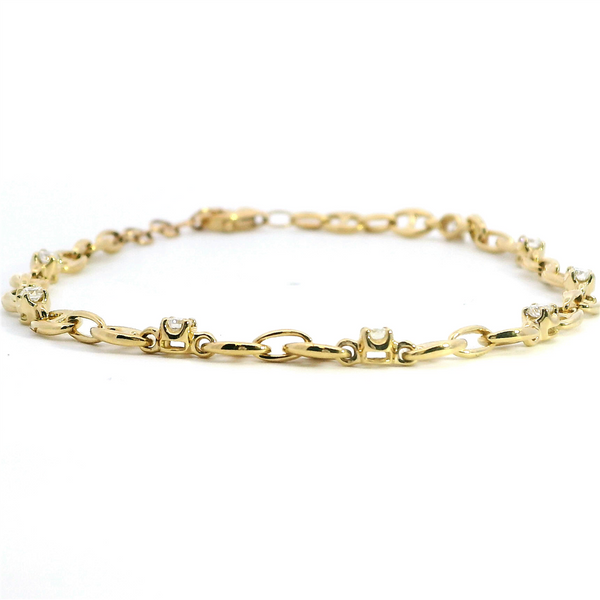 Sophisticated & Timeless Diamond Bracelets 18K Yellow Gold  0.36 CTW Diamond Flat Mariner Link Bracelet - Size 7 Inch